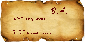 Báling Axel névjegykártya